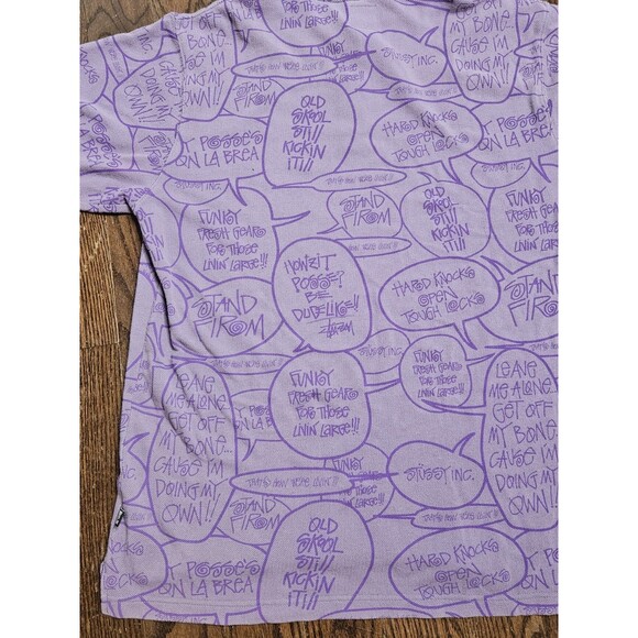 Rare old Stussy all-over print speech bubble polo shirt, size XL - Picture 12 of 13